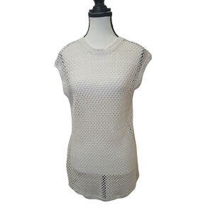 Coastal Chic Open-Knit Mesh Cover-up Tank | Zara S Cream Resort Beachy Layer